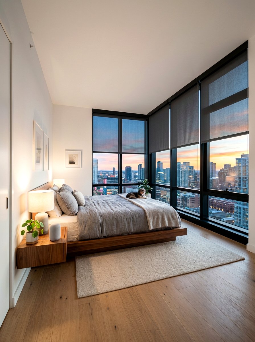 Voice Controlled Roller Shades Modern Bedroom - 30 smart shade bedroom ideas