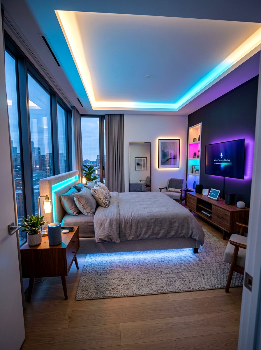 Voice Controlled Smart Lighting - 30 circadian lighting bedroom ideas