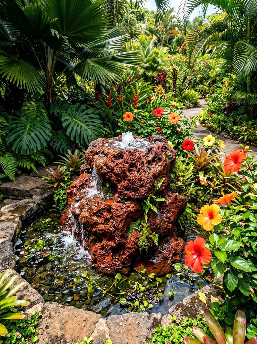 Volcanic Rock Water Feature - 30 bubbling rock fountain ideas