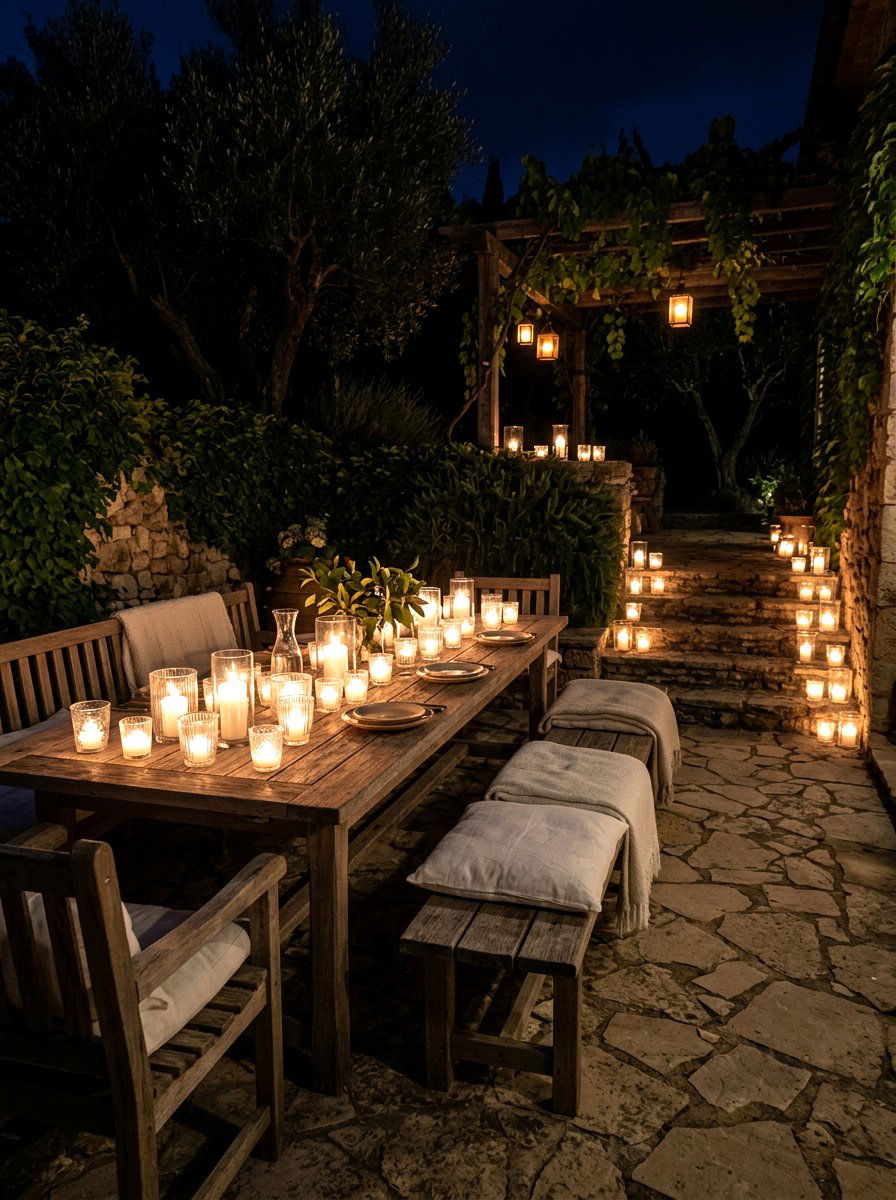 Votive Candle Display - 30 patio date night ideas