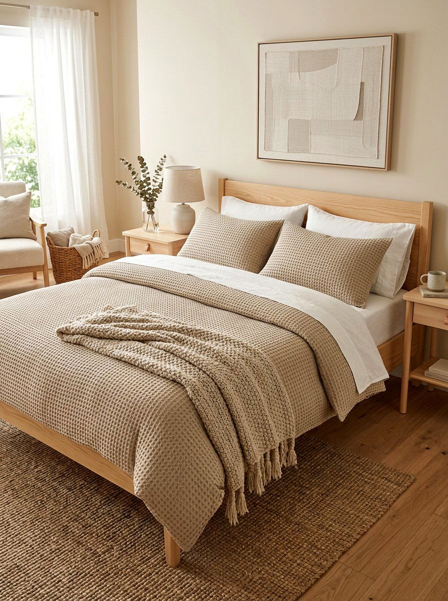 Waffle Weave Bedscape - 30 designer bedscape ideas