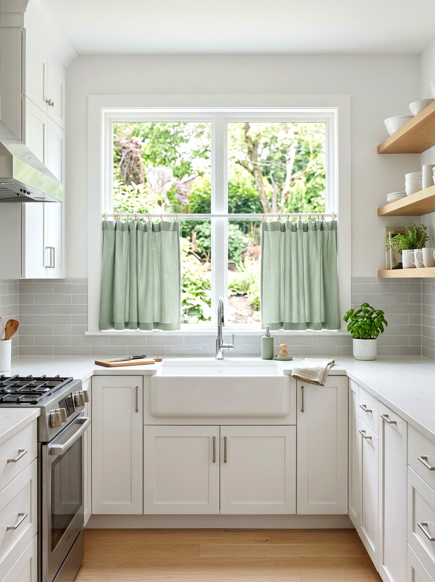 Waffle Weave Cafe Curtain - 30 cafe curtain kitchen ideas