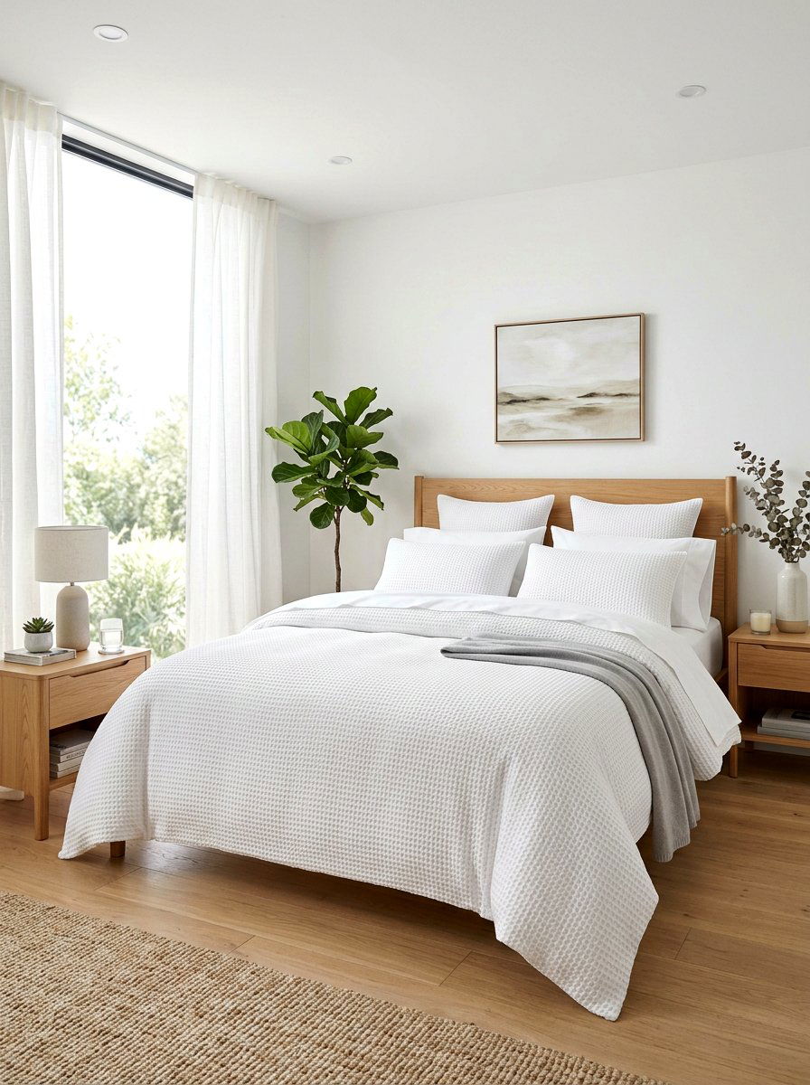 Waffle weave duvet - 30 luxury bedscape ideas