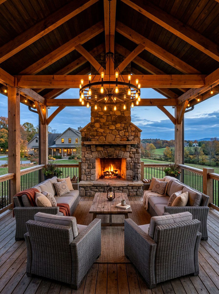 Wagon Wheel Farmhouse Chandelier - 30 outdoor chandelier ideas