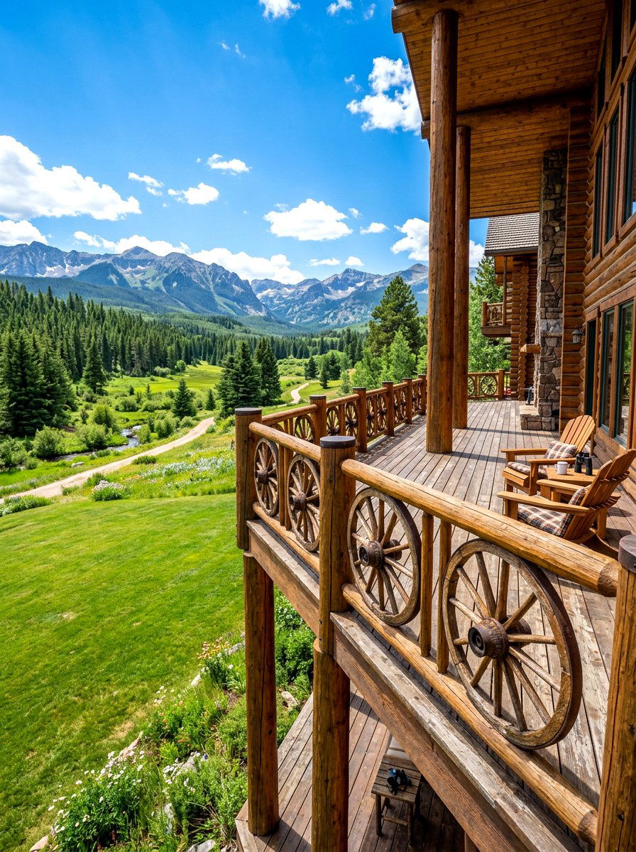 Wagon wheel deck railing - 30 wagon wheel garden ideas
