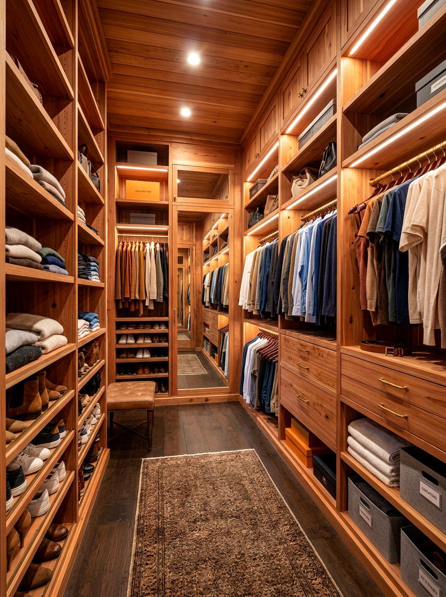 Walk In Closet With Cedar Wood - 30 clean air room ideas