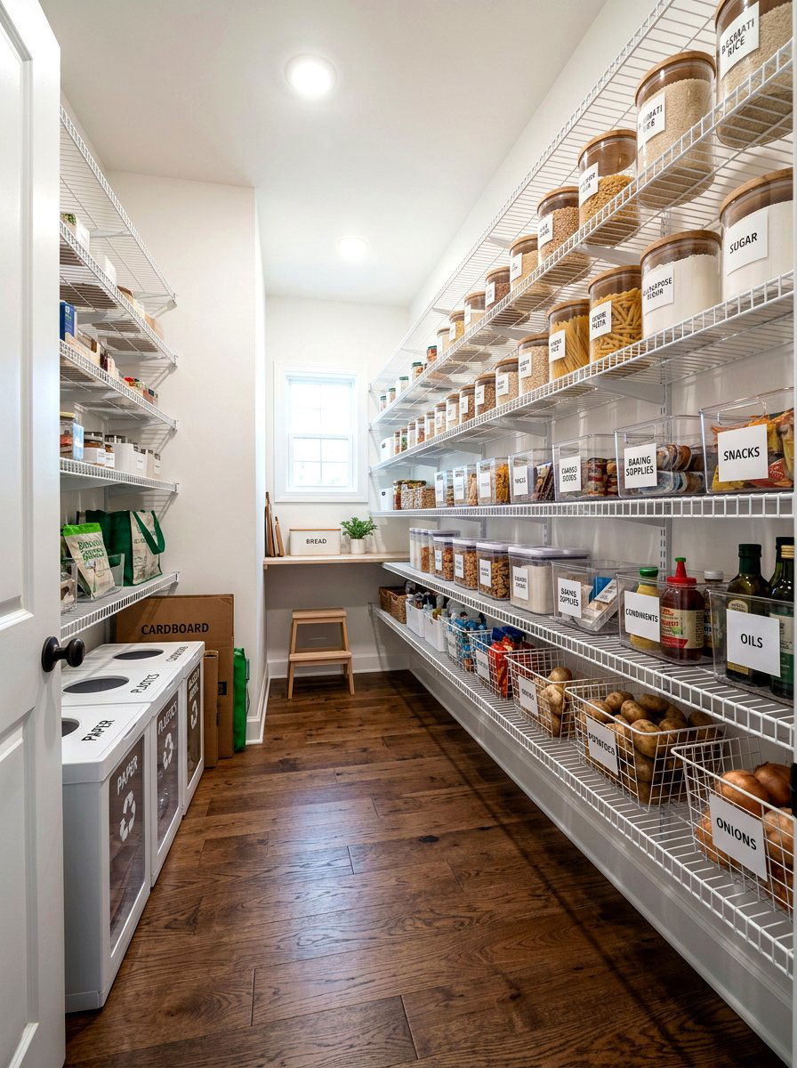 Walk In Pantry Recycling Storage - 30 hidden recycling bin ideas