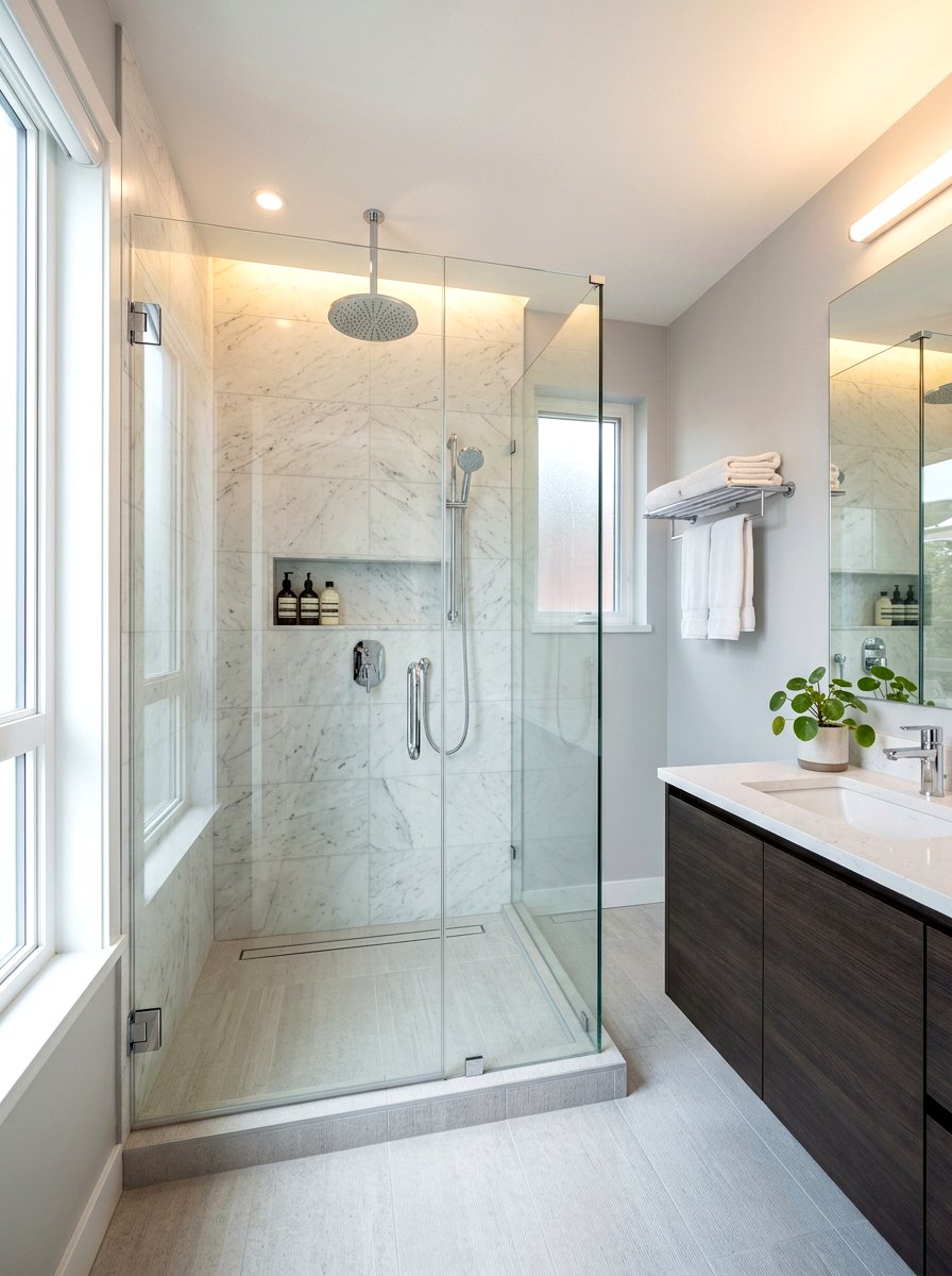 Walk In Shower Glass Door - 30 condo bathroom ideas