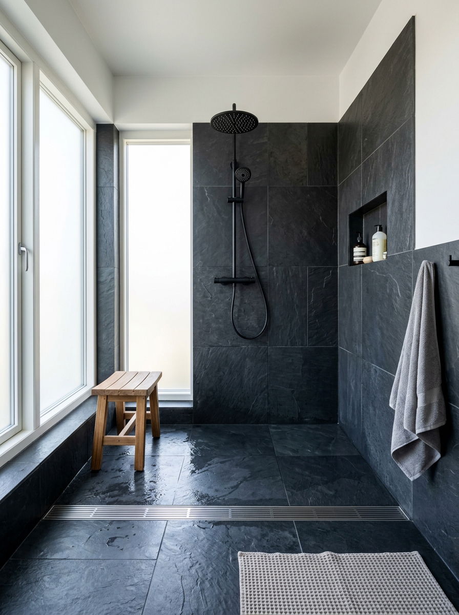 Walk In Shower No Glass - 30 wet room bathroom ideas