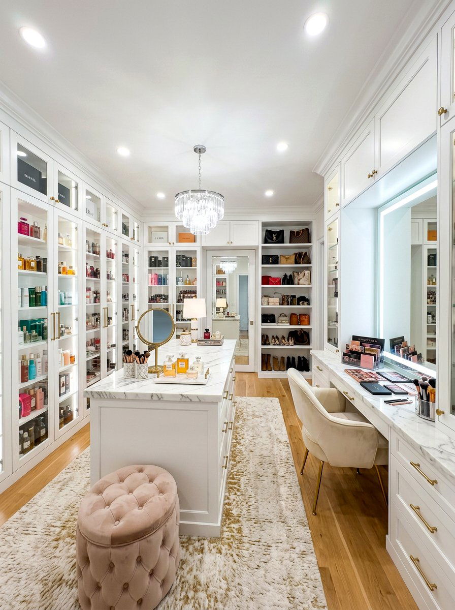Walk in beauty closet - 30 beauty room ideas