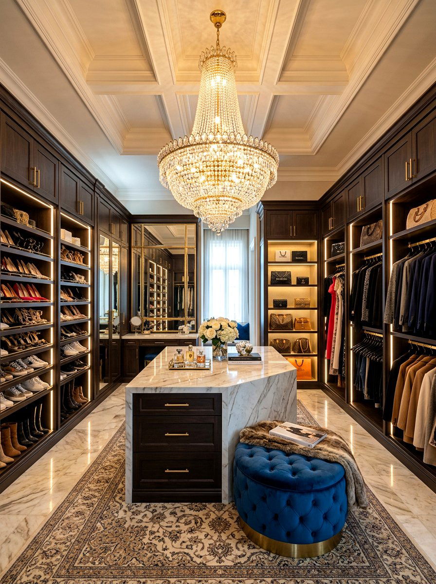 Walk in closet chandelier - 30 closet lighting ideas