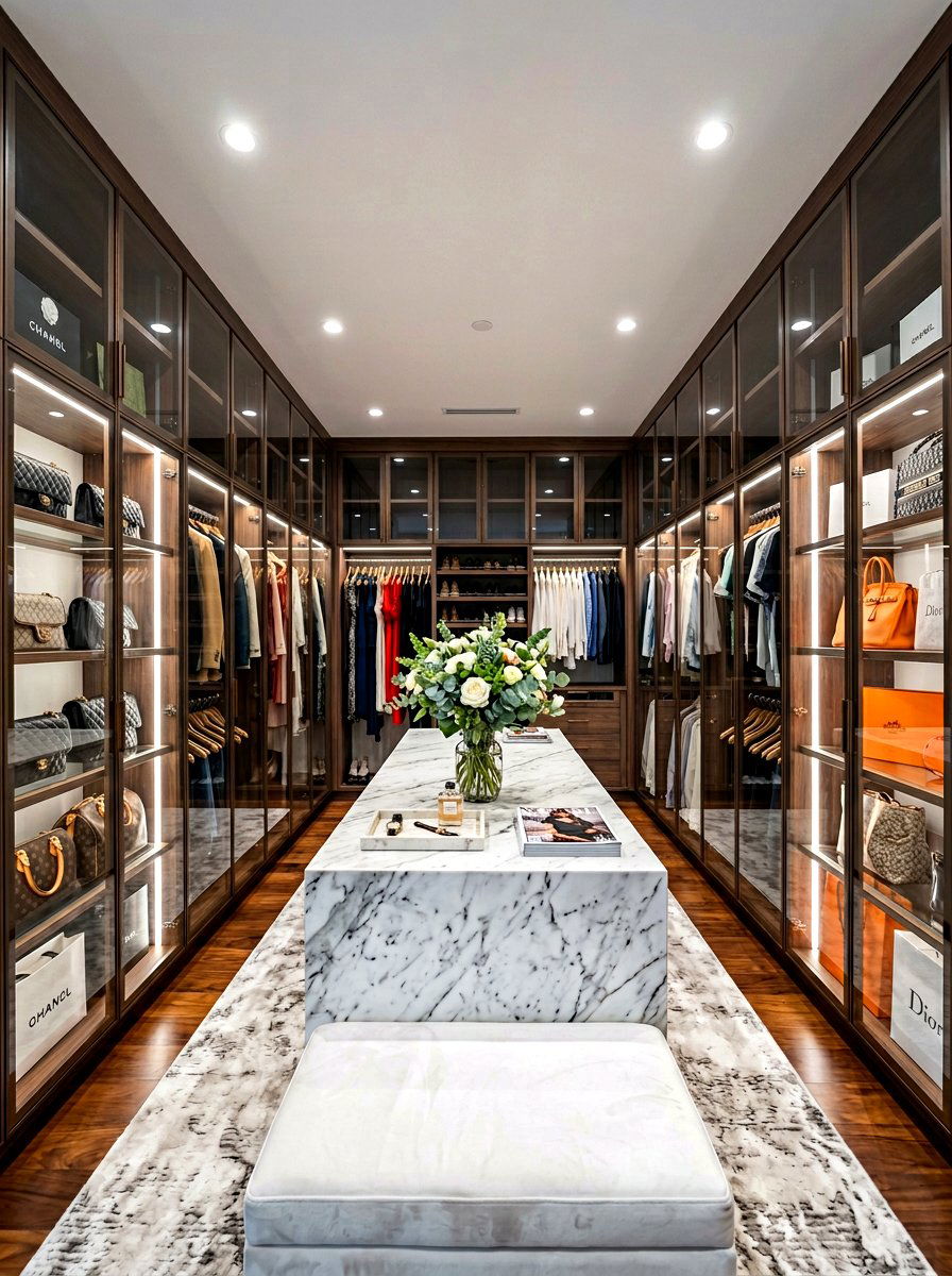 Walk in closet with glass doors - 30 glass front closet ideas
