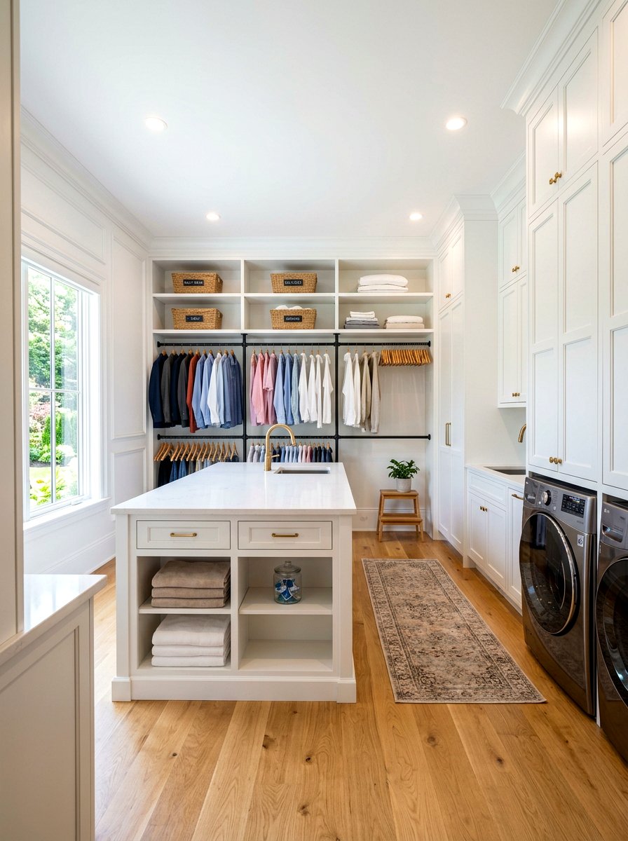 Walk in laundry room rod - 30 laundry room hanging rod ideas