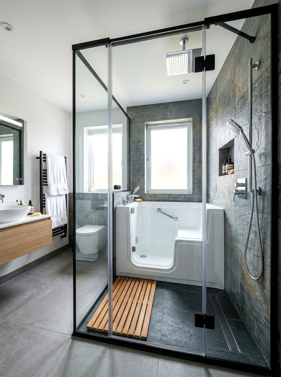 Walk in shower tub combo - 30 tub nook bathroom ideas