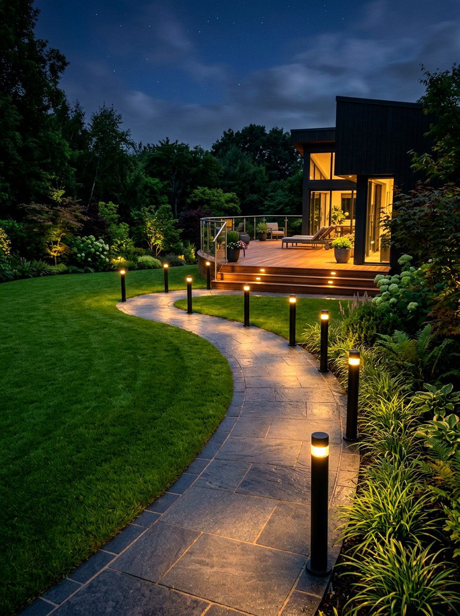 Walkway Bollard Lights - 30 outdoor structure lighting ideas