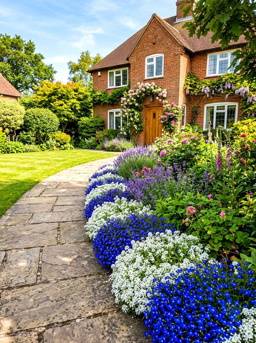 Walkway Flower Border - 30 simple flower bed ideas