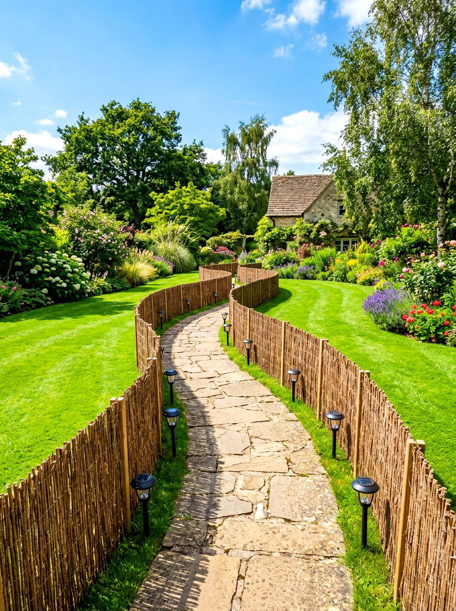 Walkway Natural Boundary - 30 reed fence ideas