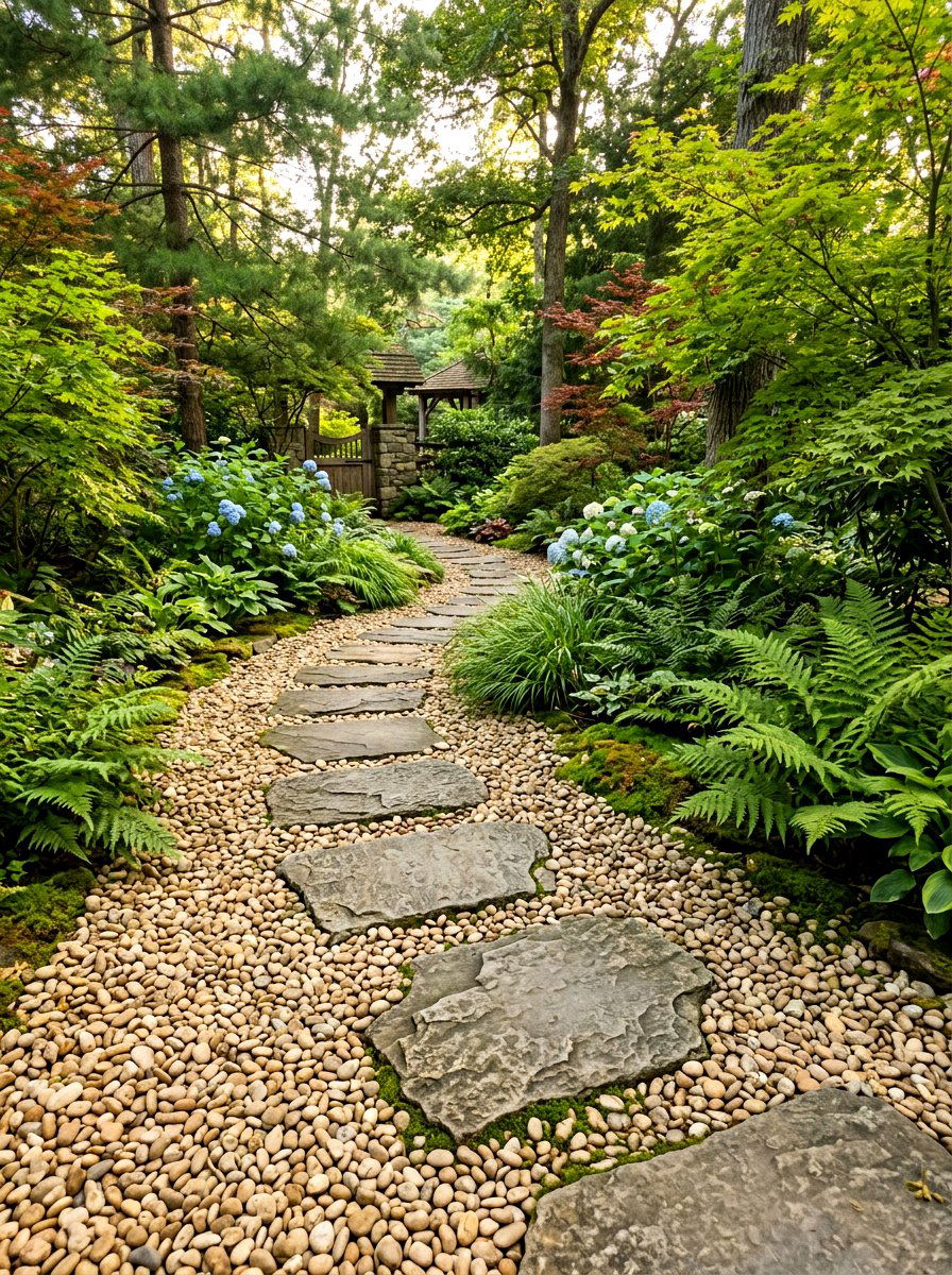 Walkway Stepping Stones - 30 river rock landscaping ideas