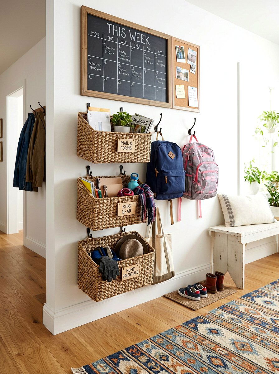 Wall Basket Command Center - 30 command center wall ideas
