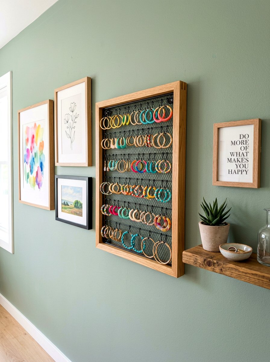 Wall Earring Holder - 30 jewelry storage ideas
