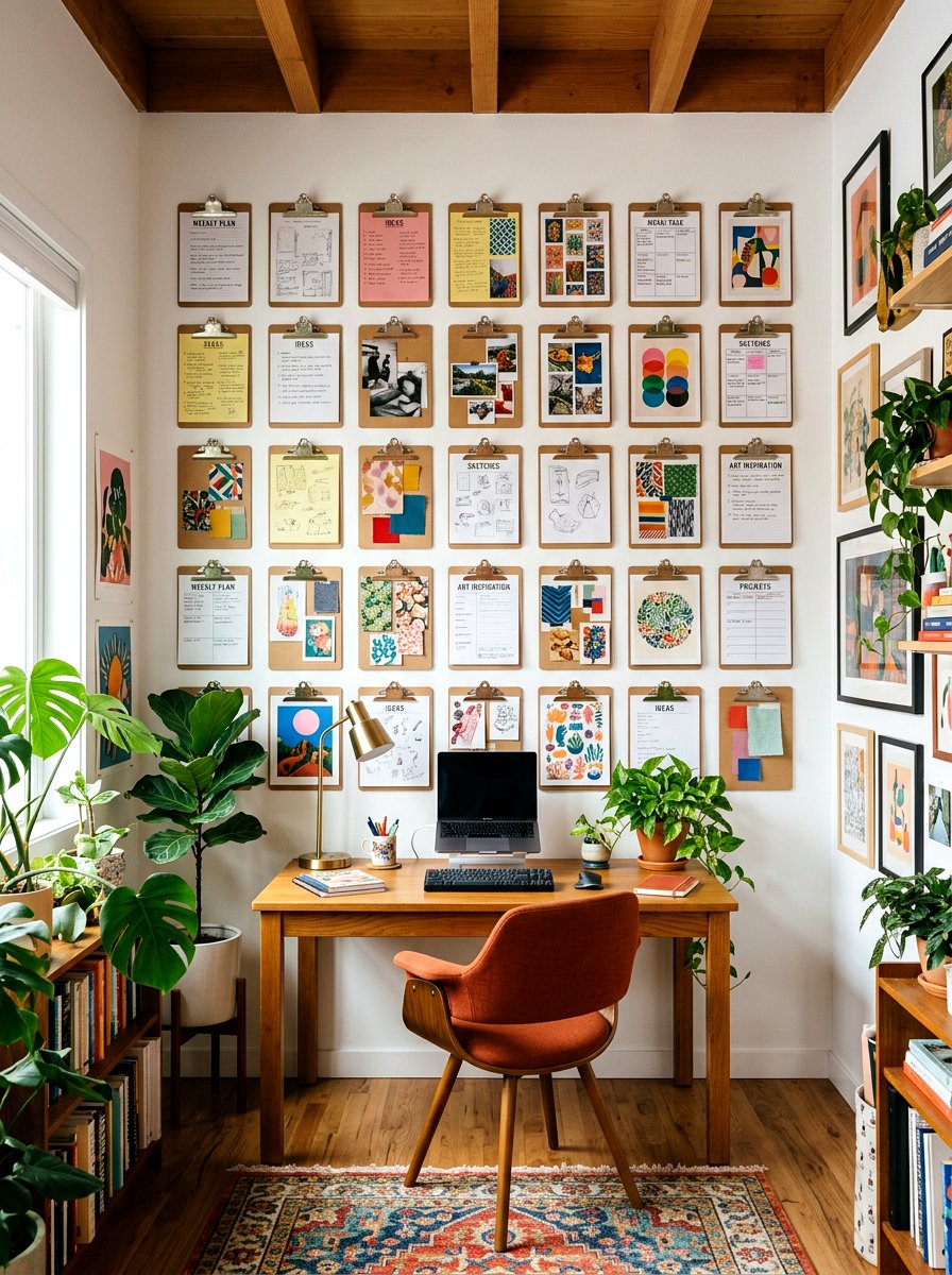 Wall Hanging Clipboard Display - 30 paper file wall ideas