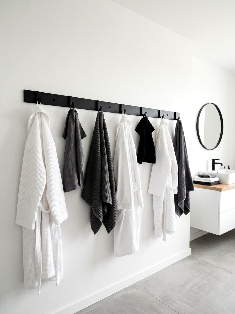 Wall Hook Rail - 30 tiny bathroom storage ideas