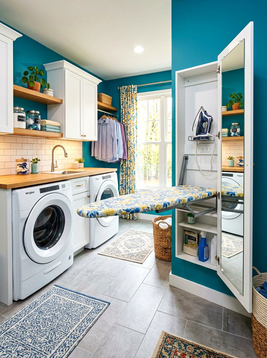 Wall Ironing Board - 30 laundry room wall decor ideas