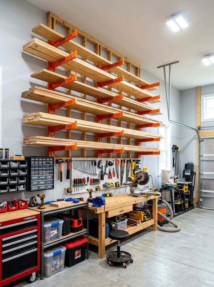 Wall Lumber Rack - 30 small garage ideas
