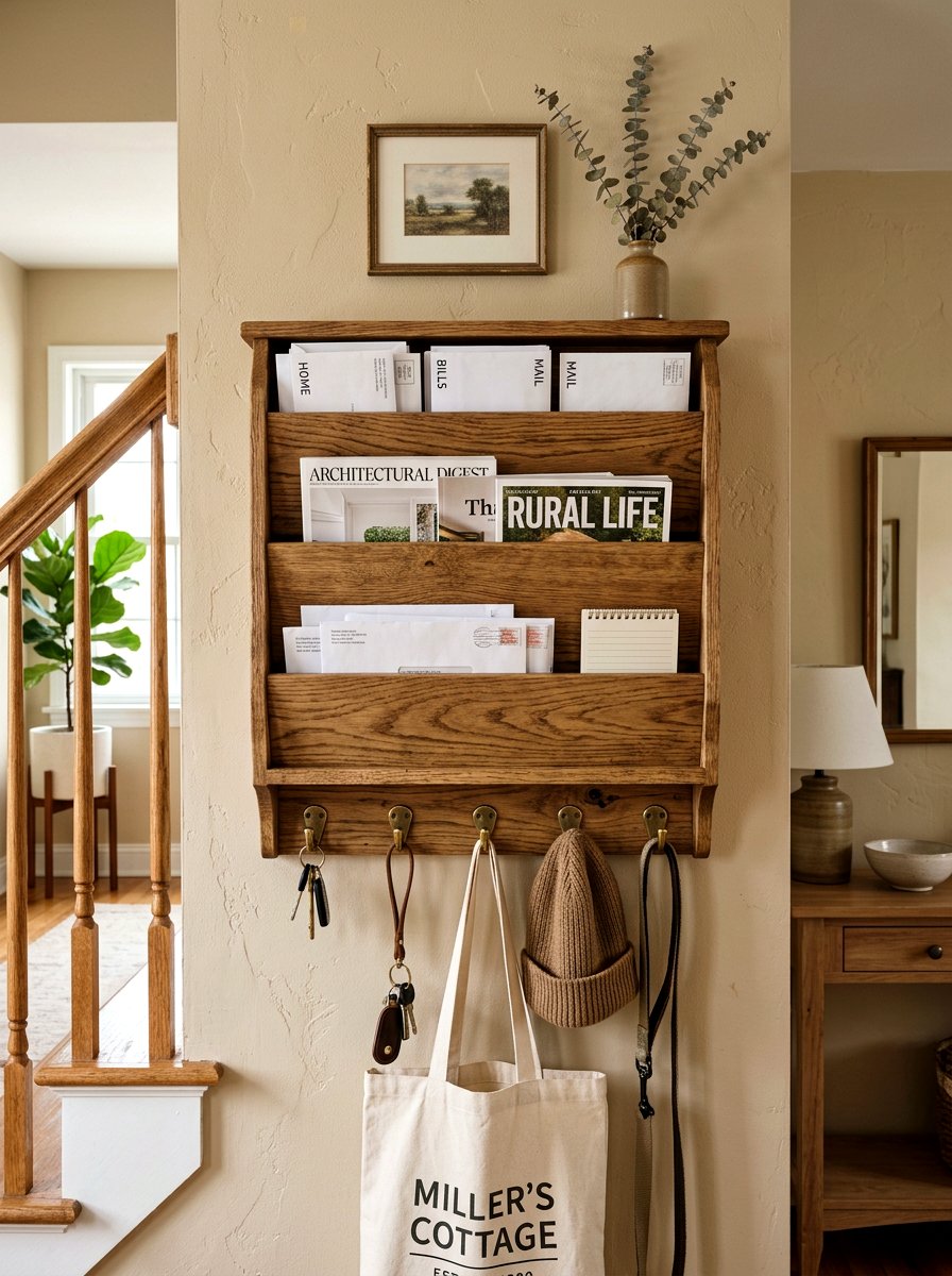 Wall Mail Organizer - 30 narrow entryway storage ideas