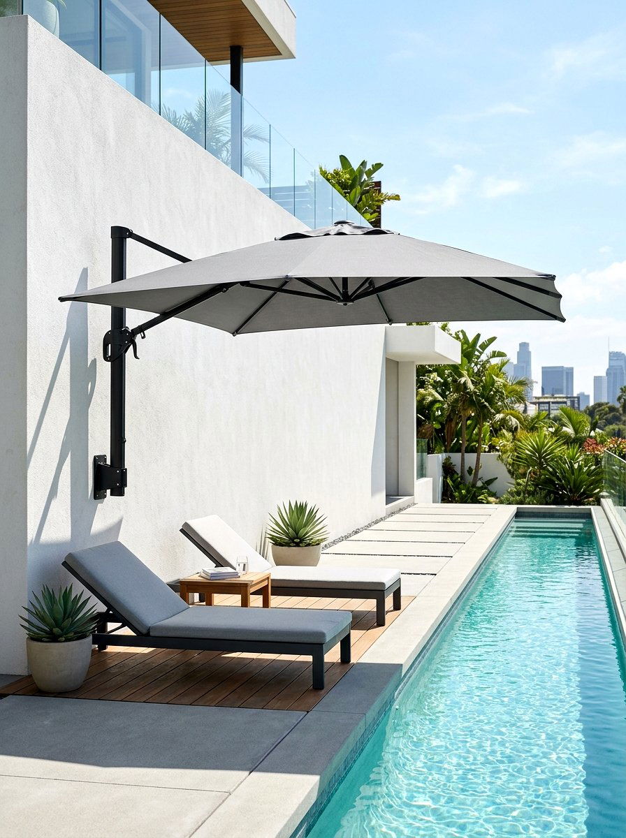 Wall Mount Pool Umbrella - 30 pool umbrella ideas