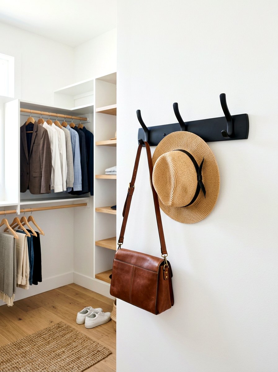 Wall Mounted Accessory Hook - 30 minimal closet organization ideas