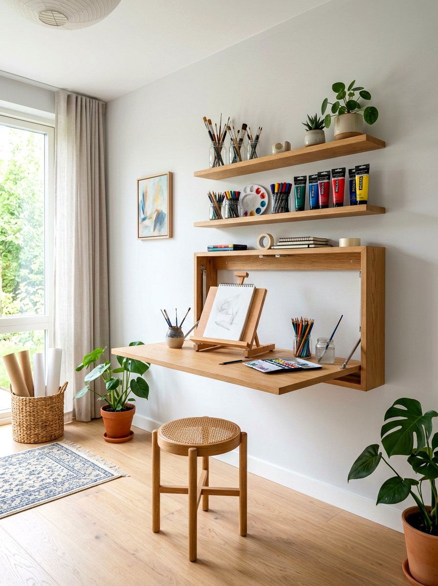 Wall Mounted Art Desk - 30 art corner ideas