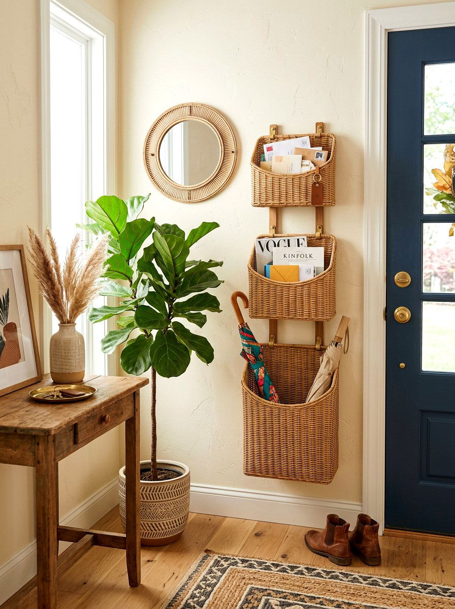 Wall Mounted Basket Set - 30 small entry storage ideas