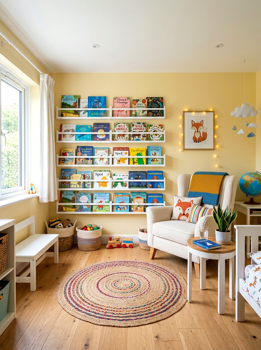 Wall Mounted Bookshelves - 30 organizing kids toys ideas