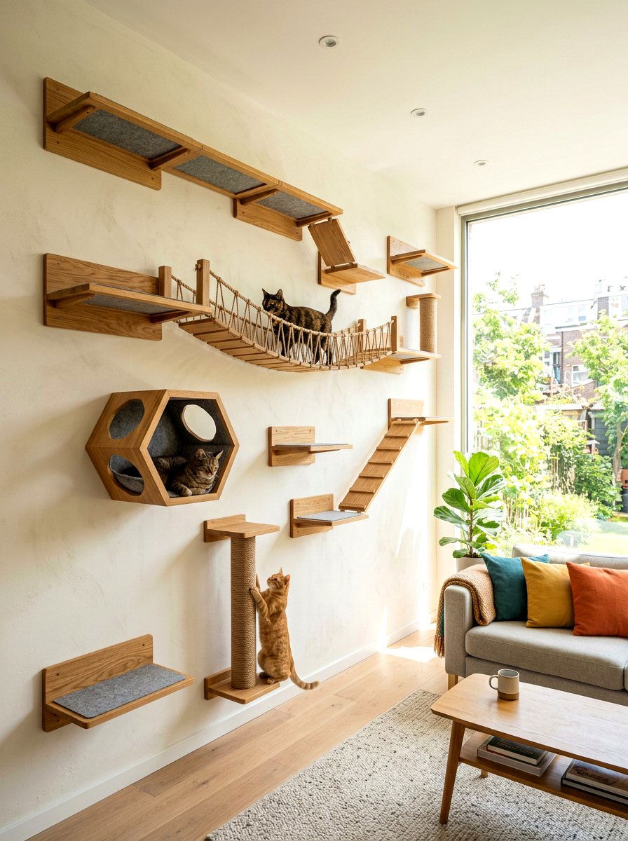 Wall Mounted Cat Playground - 30 viral pet room ideas