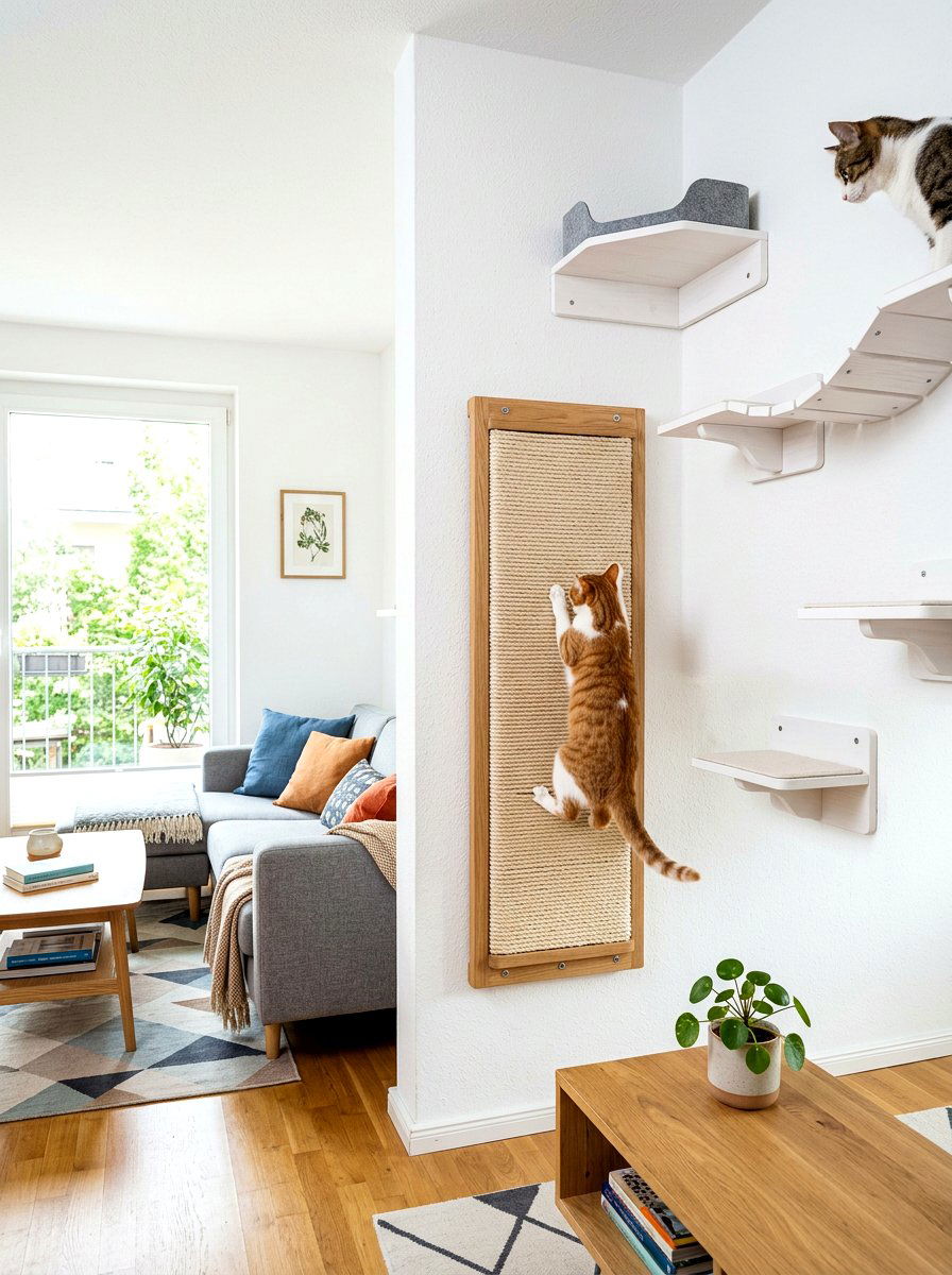 Wall Mounted Cat Scraper - 30 stylish pet storage ideas