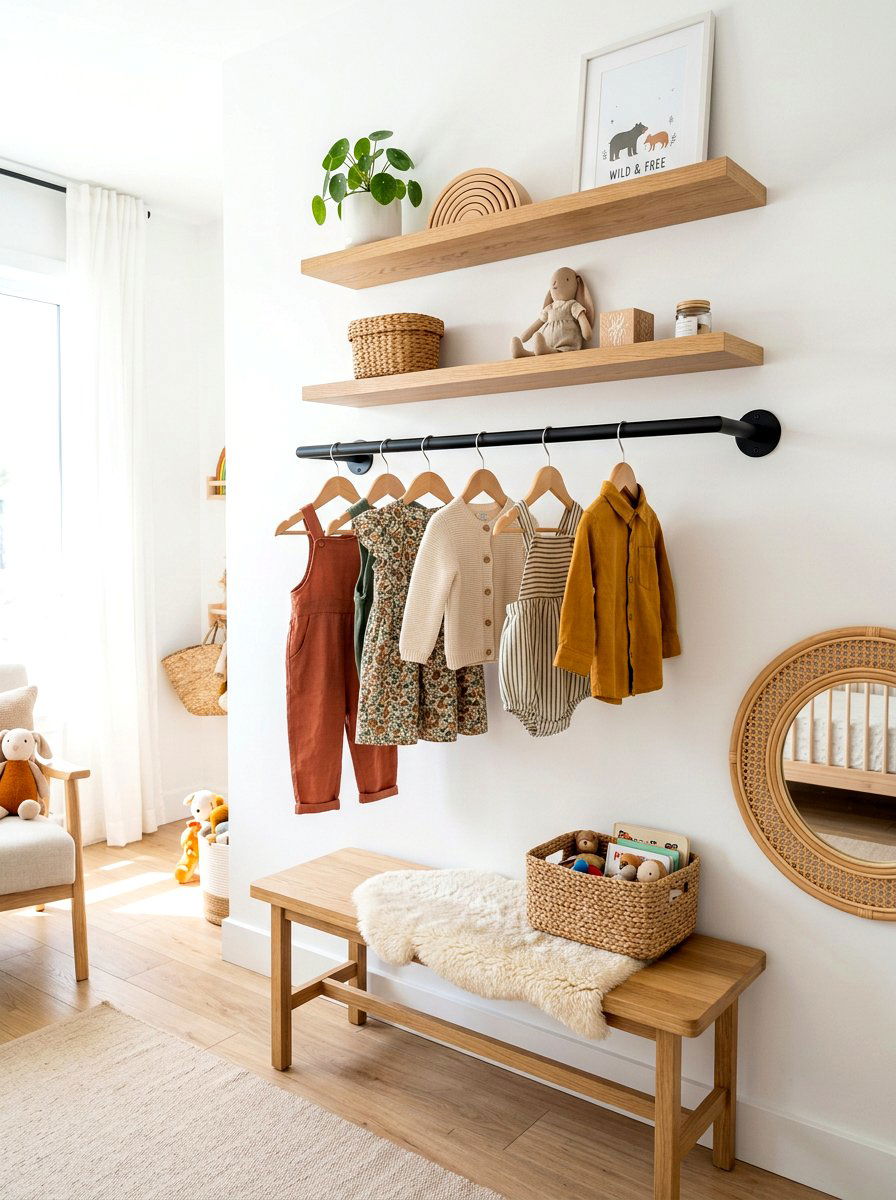 Wall Mounted Clothing Bar - 30 dress up station ideas