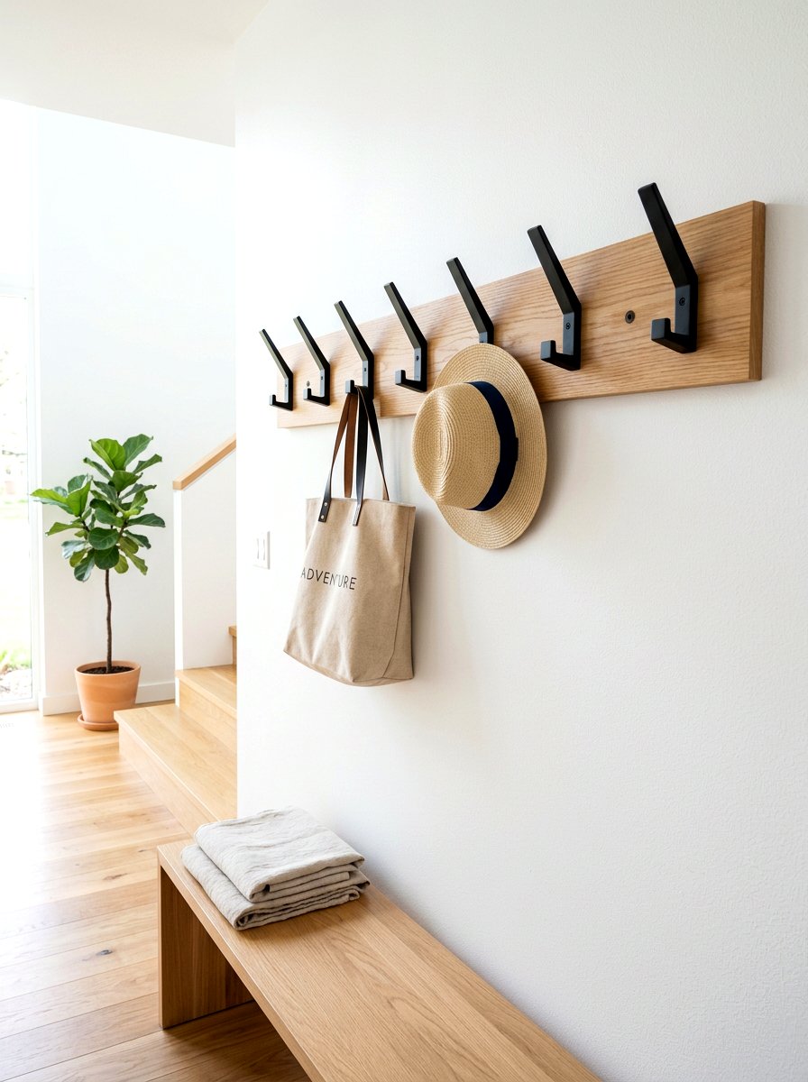 Wall Mounted Coat Hook - 30 apartment entryway styling ideas
