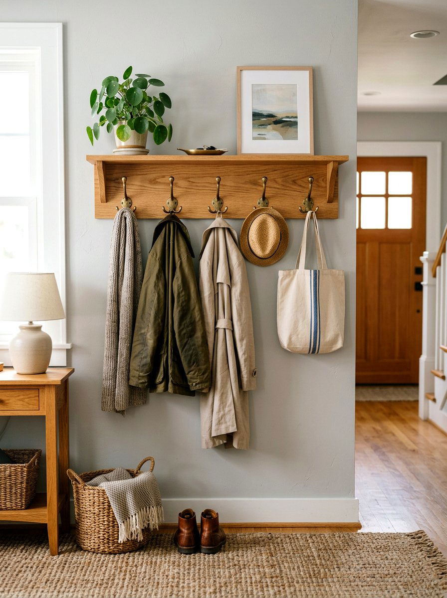 Wall Mounted Coat Rack - 30 slim foyer storage ideas