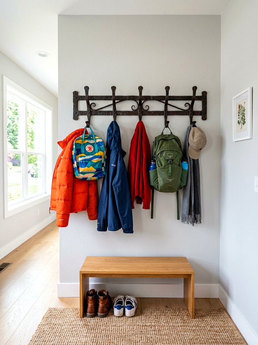 Wall Mounted Coat Rack - 30 family entryway ideas