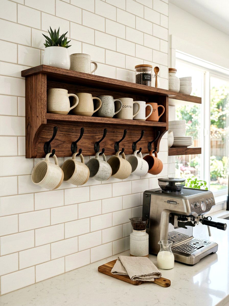 Wall Mounted Coffee Mug Rack - 30 coffee mug organizer ideas