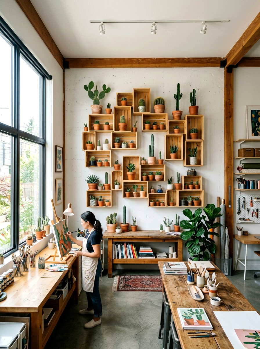 Wall Mounted Crate - 30 cactus shelf ideas