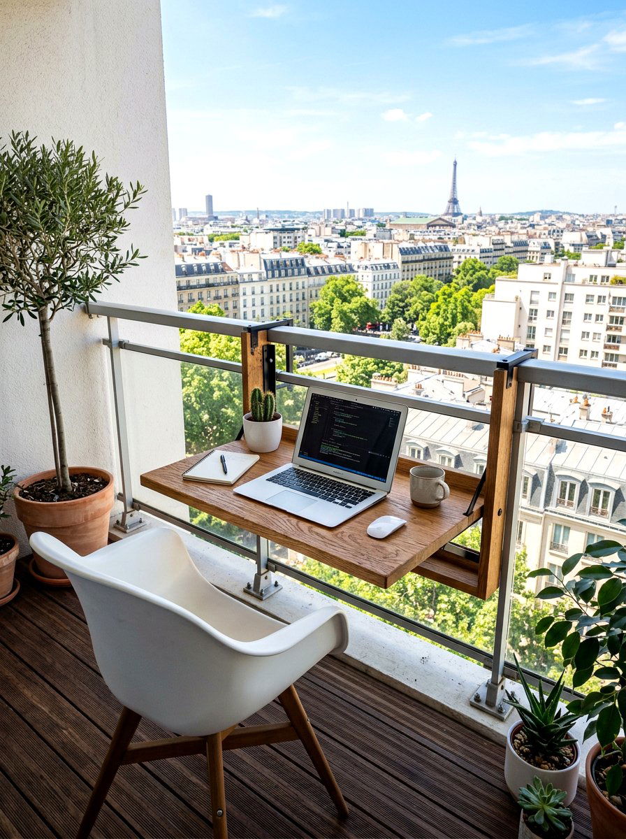 Wall Mounted Desk - 30 apartment patio ideas