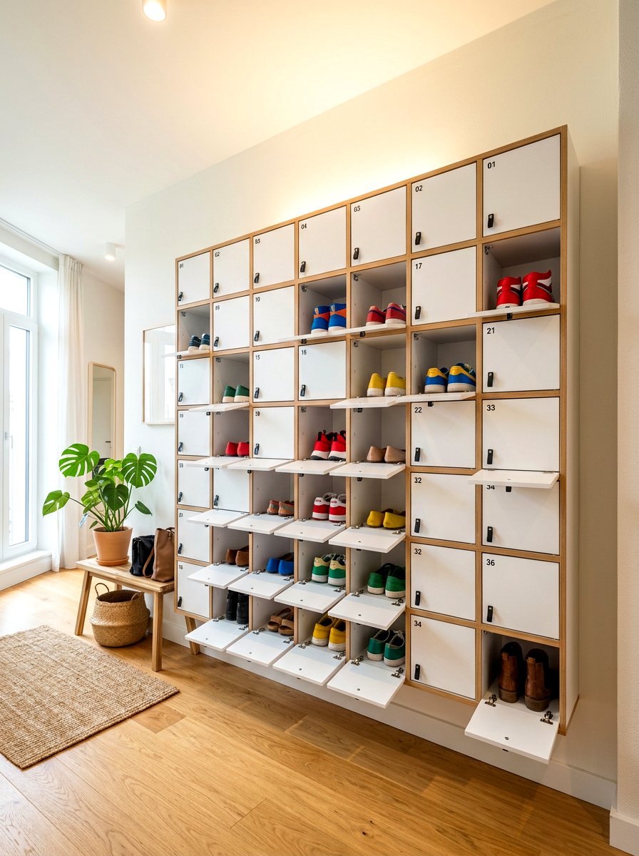 Wall Mounted Drop Box - 30 hidden shoe storage apartment ideas