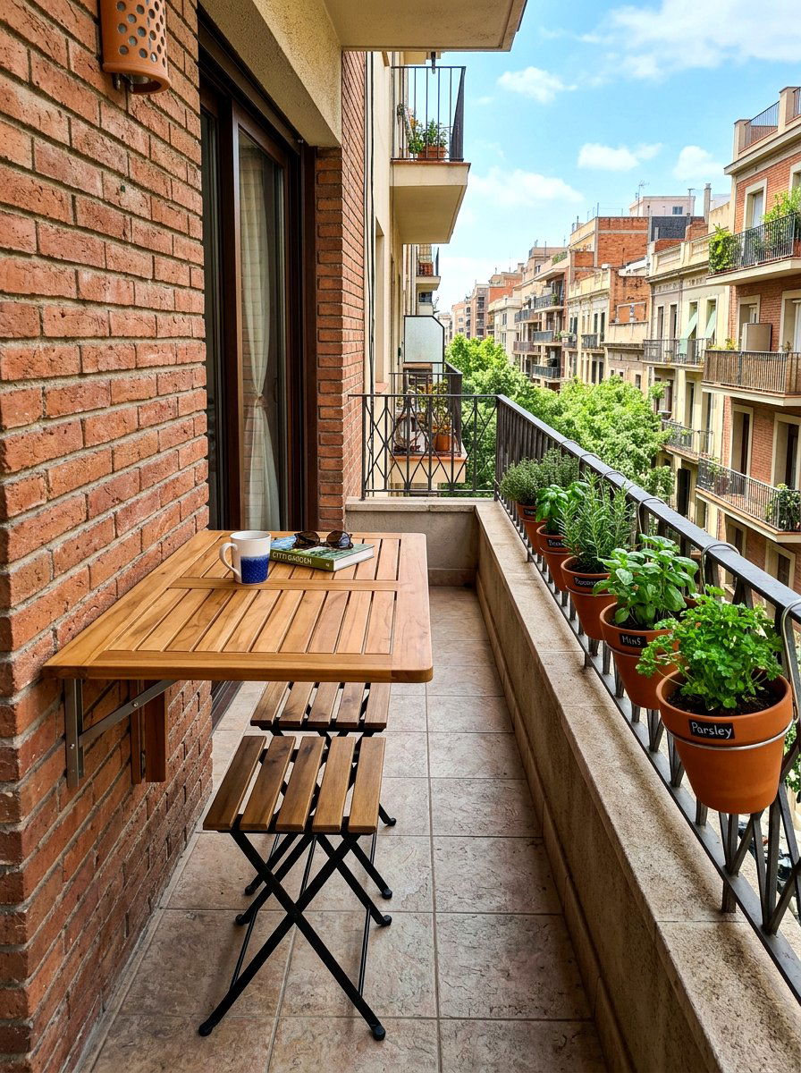 Wall Mounted Drop Leaf Table - 30 compact patio furniture ideas