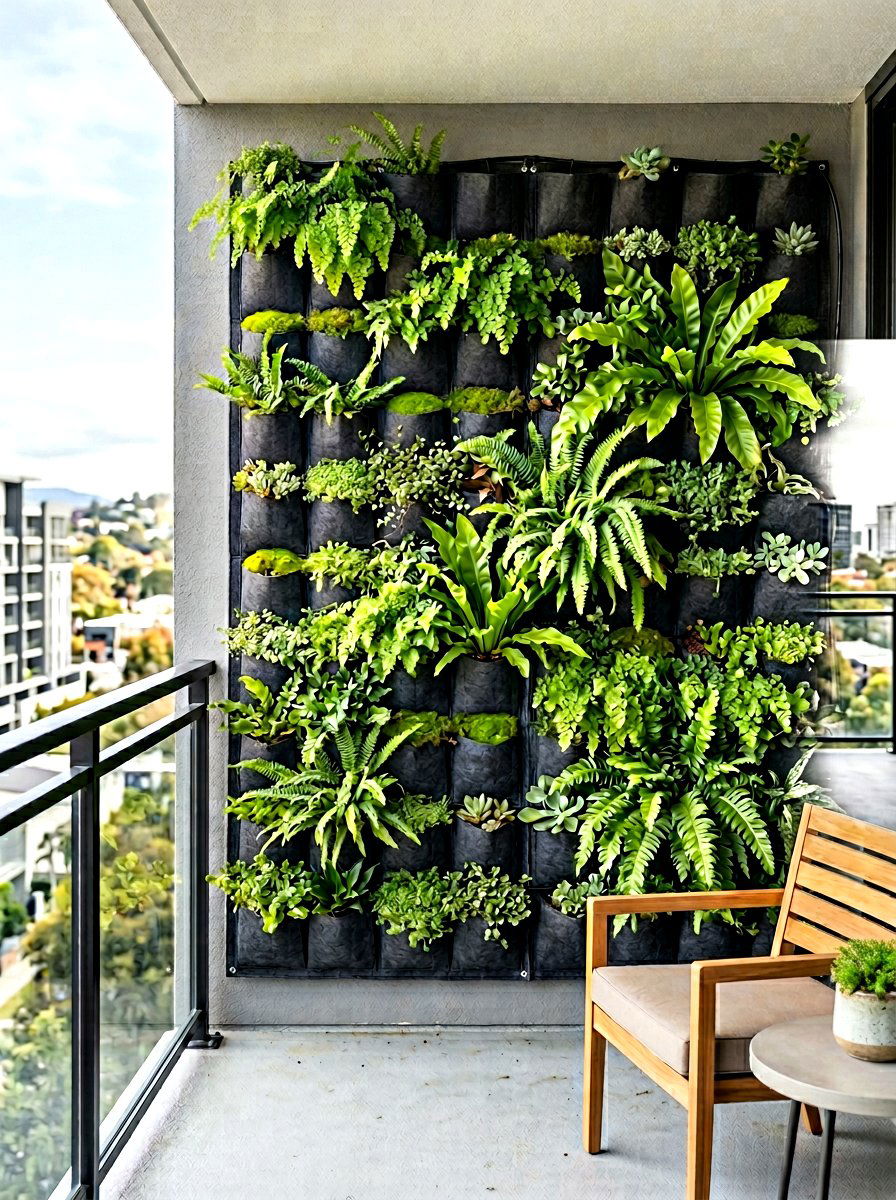 Wall Mounted Felt Pocket Planter - 30 balcony vertical garden ideas