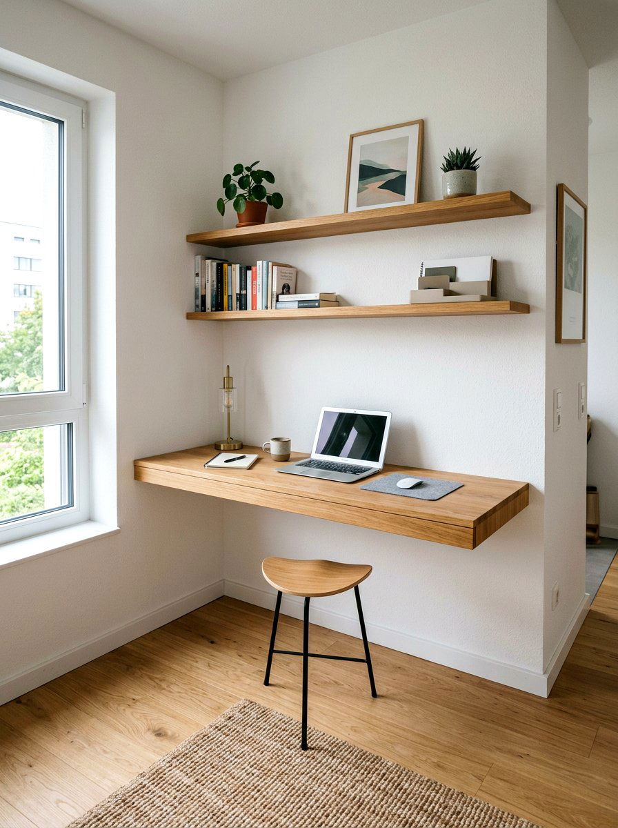 Wall Mounted Floating Desk - 30 private study room ideas