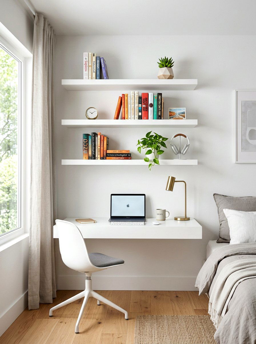 Wall Mounted Floating Shelving - 30 minimalist teen room ideas