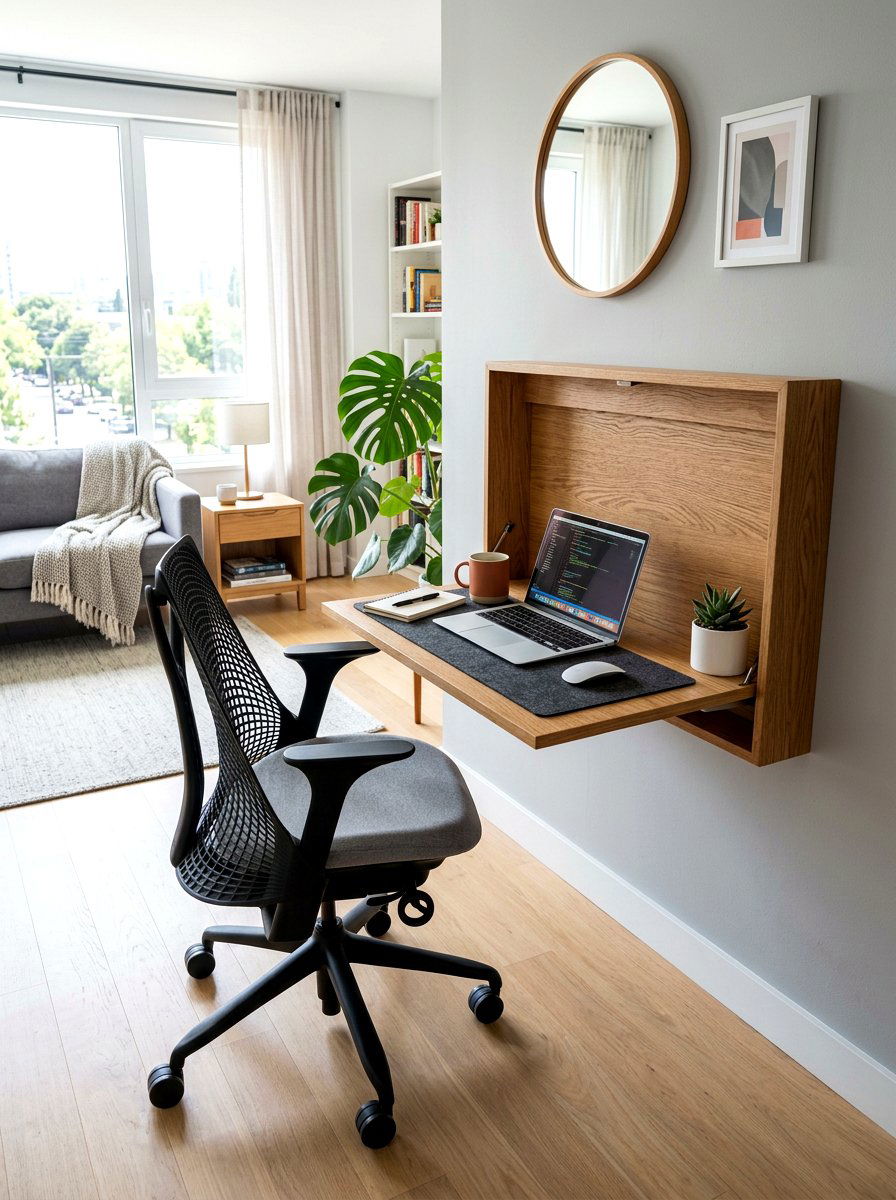 Wall Mounted Fold Down Desk - 30 Murphy desk apartment ideas