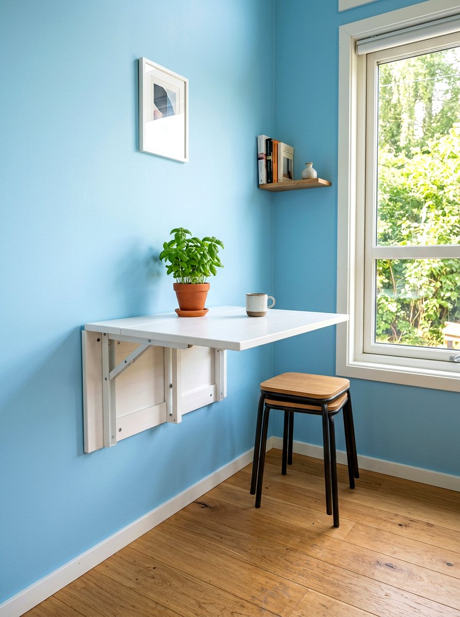 Wall Mounted Fold Down Table - 30 small dining room ideas